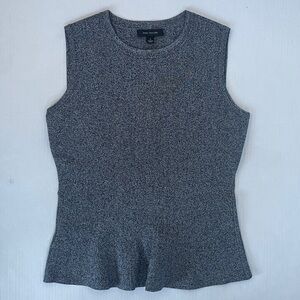 Ann Taylor Women's Marled Sleeveless Shell Knit Top Slight Peplum Heather Gray